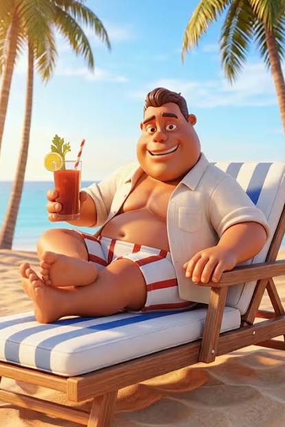 Onkel Costa am Strand